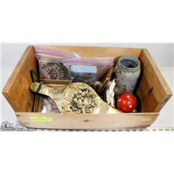 APPLE CRATE FILLED W/ VINTAGE ITEMS & COLLECTIBLE
