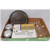 Image 1 : VINTAGE KITCHEN LOT WITH BREAD TUBES, SILVER TRAY