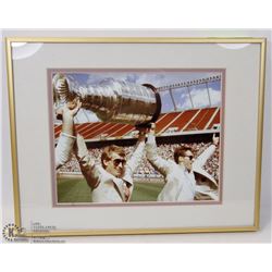 11 X 14 FRAMED GRETZKY WITH THE STANLEY CUP