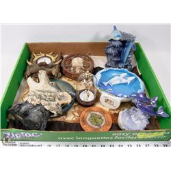 FLAT W/WOLF HEAD FIGURINE, SKULL HEAD