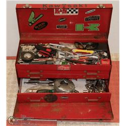 RED STEEL TOOLBOX - 3 DRAWERS PLUS TOP -
