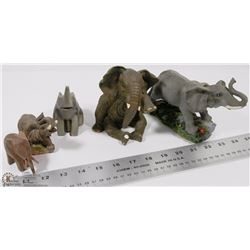 LOT OF CARVED ELEPHANT ORNAMENTS