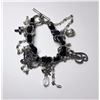 Image 1 : #16 - SILVER TONE PEARL & BLACK CRYSTAL BRACELET