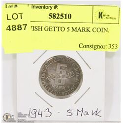 1943 JEWISH GHETTO 5 MARK COIN.