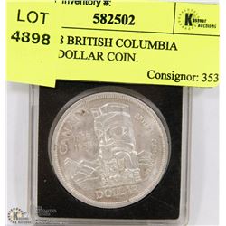 1858-1958 BRITISH COLUMBIA SILVER DOLLAR COIN.