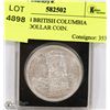 Image 1 : 1858-1958 BRITISH COLUMBIA SILVER DOLLAR COIN.