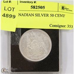 1965 CANADIAN SILVER 50 CENT COIN.