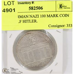 1933 GERMAN NAZI 100 MARK COIN W/ ADOLF HITLER.