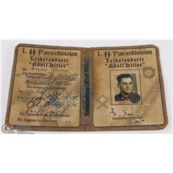 GERMAN NAZI 1ST SS DIVISION ADOLF HITLER DOCUMENT.