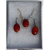 Image 1 : #17 - NATURAL CORAL PENDANT & EARRING SET