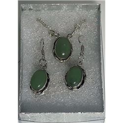 #18 - NATURAL JADE PENDANT & EARRING SET