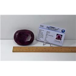 #12 - 840 CT NATURAL RUBY GEMSTONE & COA