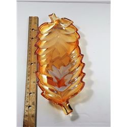 #5 - VINTAGE LEAF SHAPED DEPRESSION GLASS SERVER