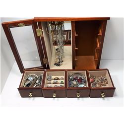 #1 - GLASS FRONTED JEWELLERY BOX & CONTENTS