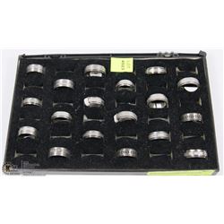 LOT OF 18 STAINLESS SPINNER RINGS IN DISPLAY