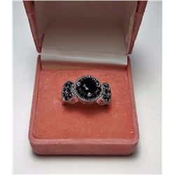 #22 - 10K WHITE GOLD FILLED BLACK OBSIDIAN RING