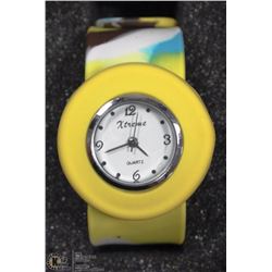 56) YELLOW/MULTI-COLOR 'SNAP STRAP' FASHION WATCH