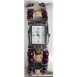 14) PINK BEADED FASHION WATCH
