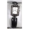 Image 1 : 41) BLACK STRAP RECTANGULAR FASHION WATCH W/STONES