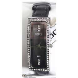 2) ROCKY RECTANGULAR FASHION WATCH W/ STONES