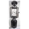 Image 1 : 17) BLACK RECTANGLE FASHION WATCH WITH STONES