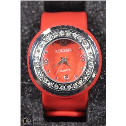 52) RED 'SNAP STRAP' FASHION WATCH