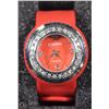Image 1 : 52) RED 'SNAP STRAP' FASHION WATCH