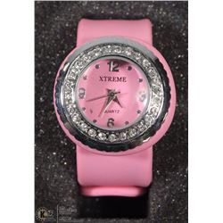 48) PINK 'SNAP STRAP' FASHION WATCH
