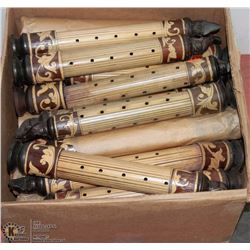 CASE OF ASIAN STYLE WOOD ORNAMENTS.