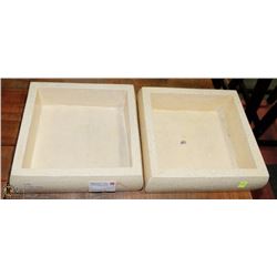 PAIR OF SQUARE SHOWHOME HEAVY PLANTERS.