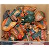 Image 1 : BOX OF ASSORTED WOOD DECORATIVE ANIMAL ORNAMENTS.