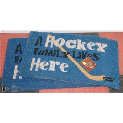 LOT OF 3 HOCKEY THEMED DOOR MATS.