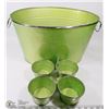 Image 1 : LARGE GREEN ICE BUCKET WITH MATCHING 4 POT