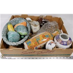 LARGE FLAT WITH ESTATE BLOWN GLASS , VASES & MORE