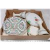 Image 1 : LARGE FLAT WITH SET OF MILK GLASS DESERT PLATES,