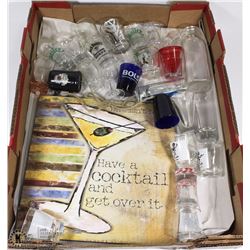 FLAT W/OVER 25 SHOOTER GLASSES & BAR
