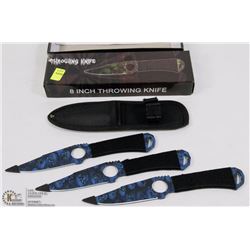 SET OF THREE 8" THROWING KNIVES