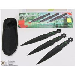 SET OF THREE 7.5" THROWING KNIVES.