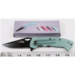BLUE GLOW IN THE DARK TACTICAL KNIFE.