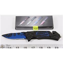 BLUE & BLACK MONSTER STYLE TACTICAL KNIFE.