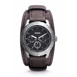 NEW FOSSIL DAYDATE LEATHER STRAP MEN WATCH 43MM