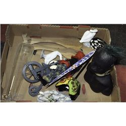 FLAT OF HOME DECOR & COLLECTIBLES (AFRICAN BUST)