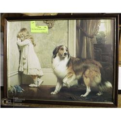 GIRL & HER DOG FRAMED PRINT