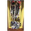 Image 2 : LARGE BROWN JEWELLERY BOX W/9 DRAWERS,