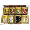 Image 3 : LARGE BROWN JEWELLERY BOX W/9 DRAWERS,