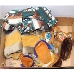BOX W/LOTS OF NATIVE ITEMS INCL. NEW