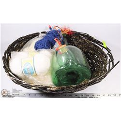 WICKER BASKET WITH NEEDLE YARN,JUG