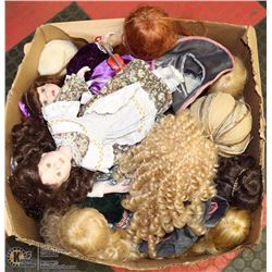 LARGE BOX OF ASSORTED 12" PORCELAIN DOLLS