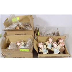 TOTE OF 24 CERAMIC ANGEL ORNAMENTS