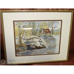 ORIGINAL FRAMED WATER COLOR BY L.LOUISE 21"X17"